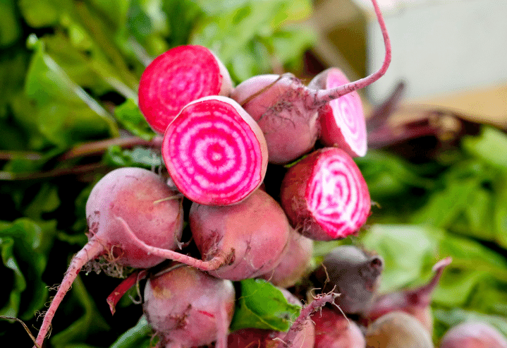 Beets on Green Background
