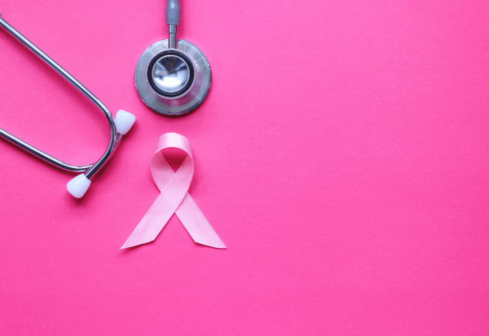 Pink Ribbon on Pink Background