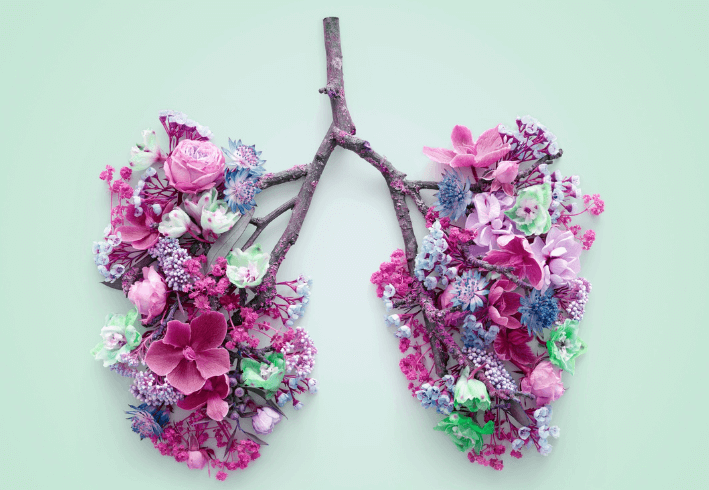 Flower Lungs on Blue Background